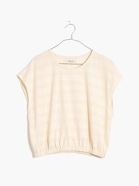 Madewell Pointelle Knit Short-Sleeve Crop in Vintage Parchment size S